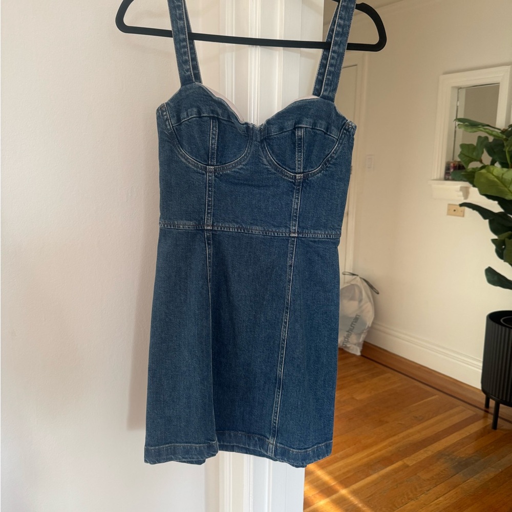Reformation Nikki Bustier Denim Mini Dress (4)